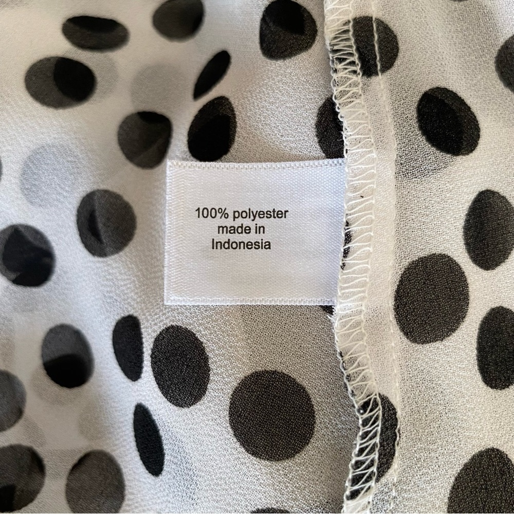 LANE BRYANT Sheer Blouse Long Sleeve White Black Polka Dot Women Plus Size 22/24 - Picture 13 of 14